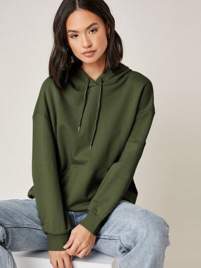 Women Basic Hoodie - Olive