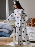 GREY HEARTS PRINTED PJ SET