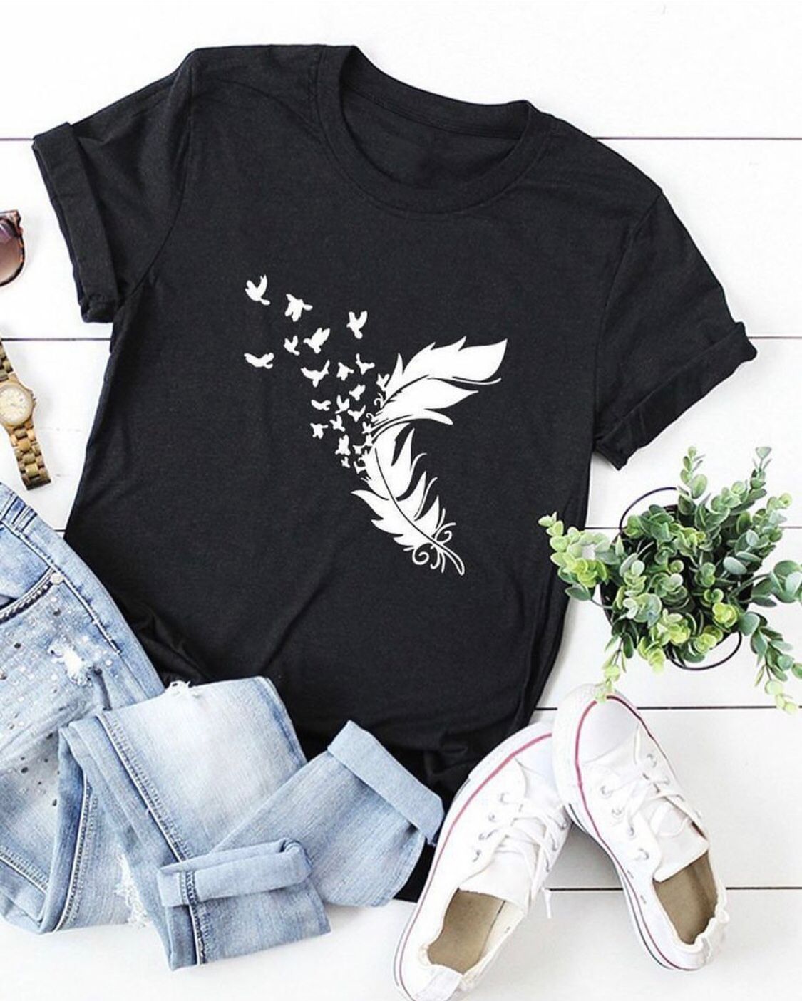 FEATHER PRINTED TEE