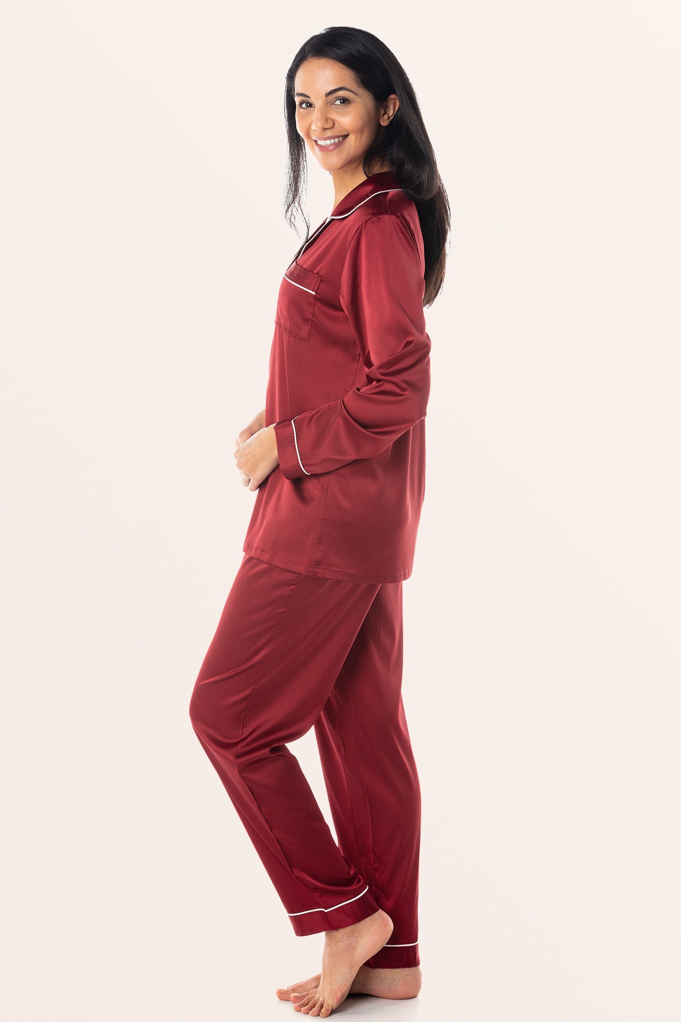 SILK NIGHT SUIT - MAROON