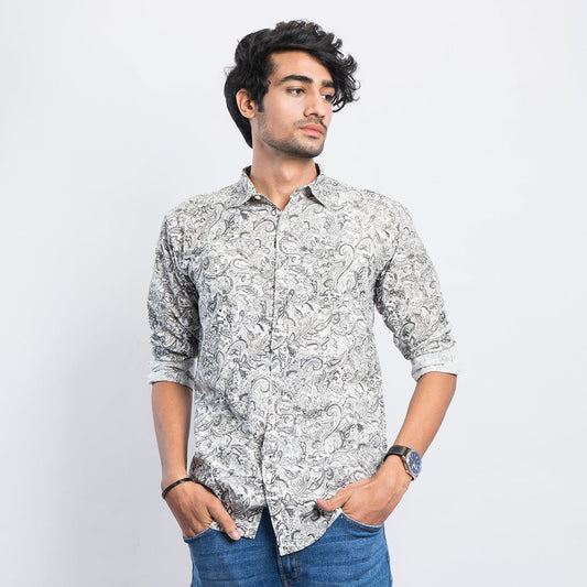 VYBE-Casual Shirt - Grey Flowers