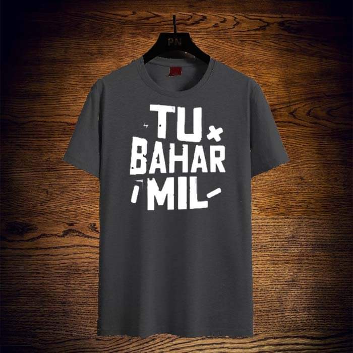 Tu Baher Nikal Charcoal Grey Printed T Shirt