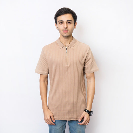 VYBE -Printed T Shirt-Beige Polo