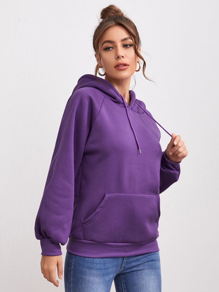 Women Basic Hoodie - Purple