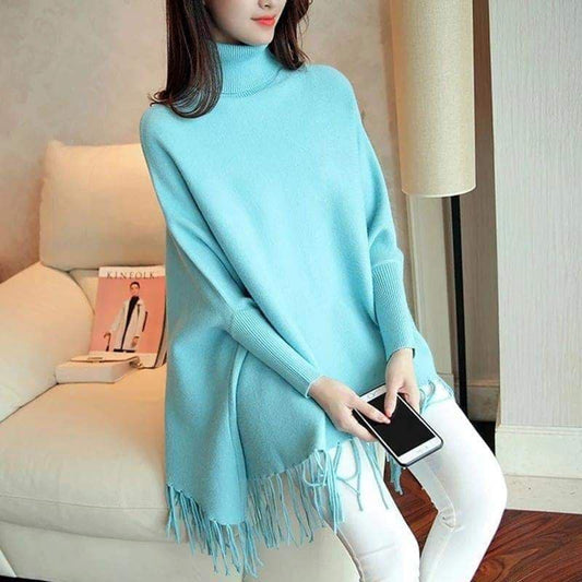 PLAIN PONCHO - Skyblue