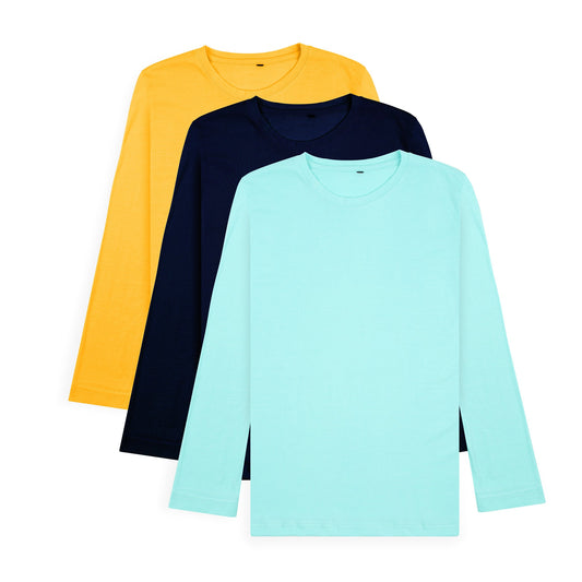 -Tees Pack Of 3-Yellow,Ice Blue,Navy Blue