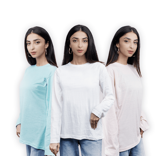 Vybe-Tees Pack Of 3-Pink,Ice Blue, White