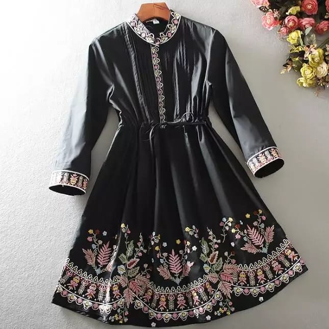 BLACK EMBROIDERY KURTI FOR WOMEN