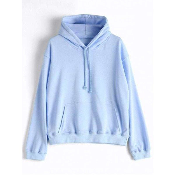 PLAIN KANGROO HOODIE - SKYBLUE