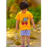 YELLOW CAR PRINTED KIDS SHORT NIGHT SUIT BABY & BABA.